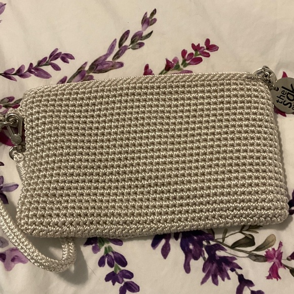 The Sak Silver Crochet Wristlet Clutch with Wrist Strap - Picture 2 of 2